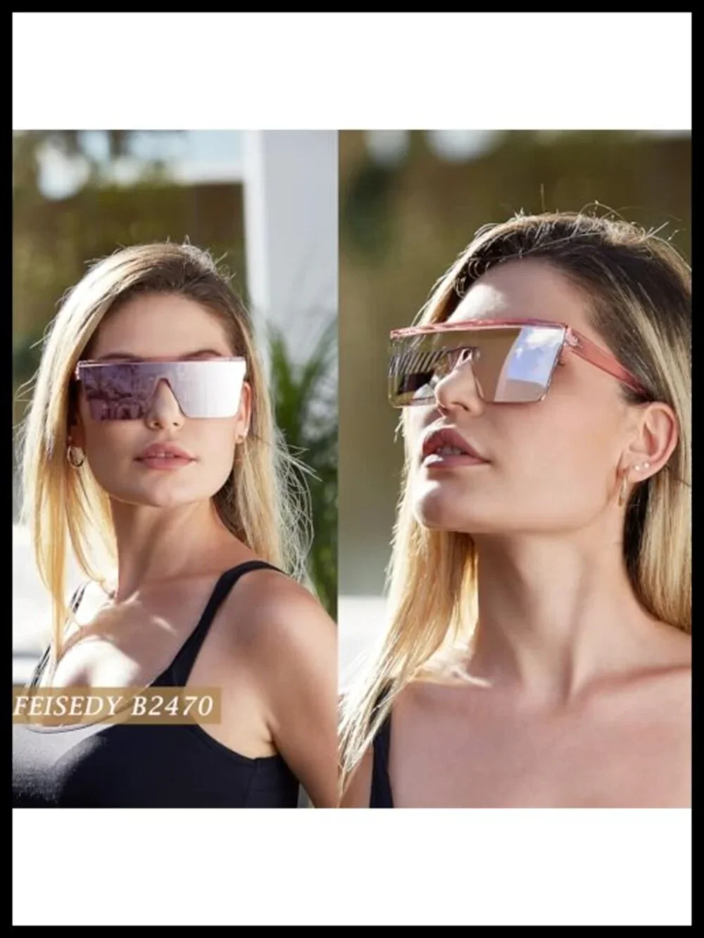 Oversized Flat Top Square Sunglasses UV400 Protection Unisex